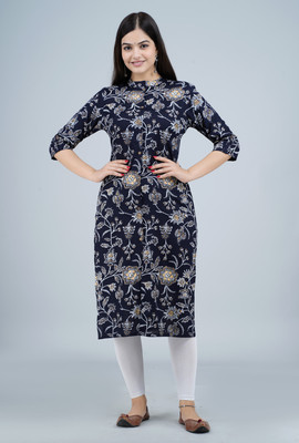 TFP Women Printed A-line Kurta(Dark Blue)