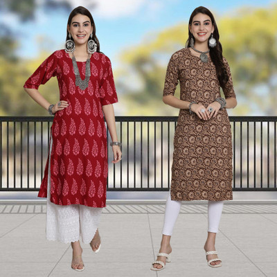 Moda Rapido Women Printed A-line Kurta(Multicolor)