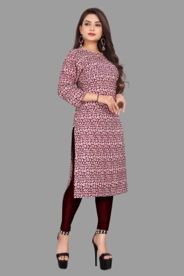 Vishwa Collection Mall Women Printed Straight Kurta(Maroon, Pink, White)