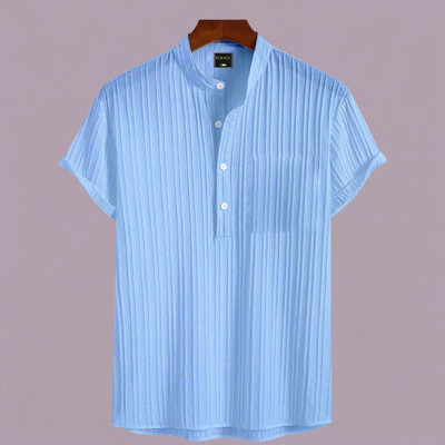 Look Trendy Men Printed Straight Kurta(Light Blue)