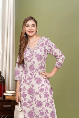 Wawlooks Women Embroidered, Printed Straight Kurta(Multicolor)