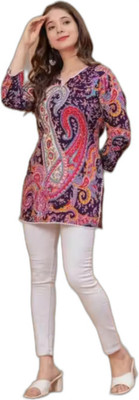 VRSS ENTERPRISES Women Printed Straight Kurta(Purple)