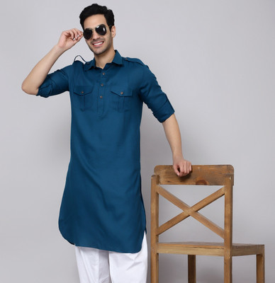 sultan Men Solid Pathani Kurta(Dark Green)