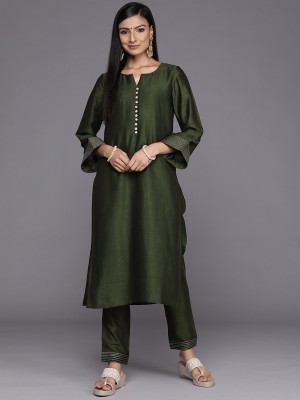 LIBAS Women Solid Straight Kurta(Green)