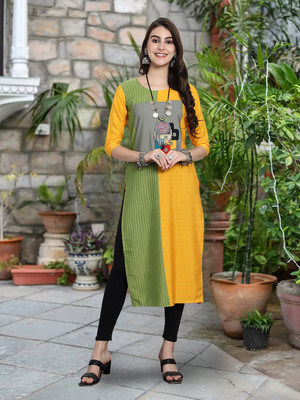 EthnicBasket Women Colorblock A-line Kurta(Multicolor)