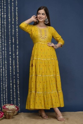 RUDRAKSH CREATION Anarkali Gown(Yellow)