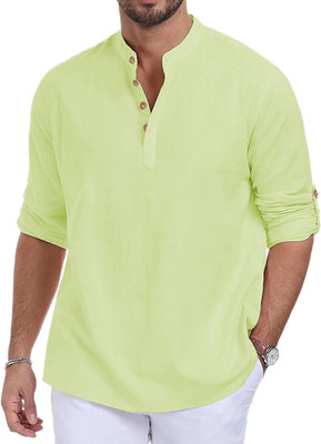 HOC's Men Solid Straight Kurta(Green)