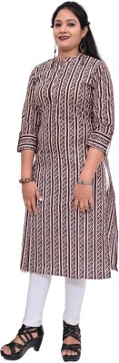 JAY'S ALONE FASHION Women Printed Straight Kurta(Brown, White, Pink)