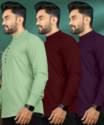 ISHQY Men Solid Straight Kurta(Multicolor)