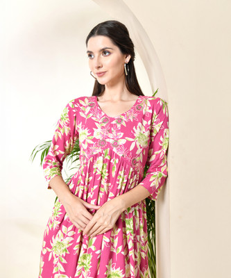 DIPANI Women Printed Anarkali Kurta(Purple)