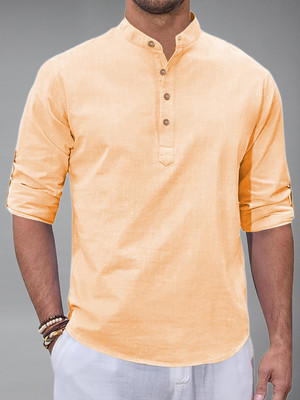 Yugnik Men Solid Straight Kurta(Orange)