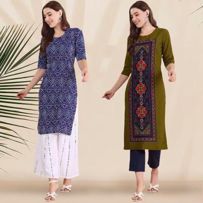 1 Stop Fashion Women Printed A-line Kurta(Multicolor)
