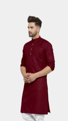 The Fashion Outlets Men Solid A-line Kurta(Maroon)