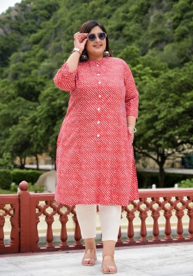 Lee Moda Women Leheriya A-line Kurta(Red)