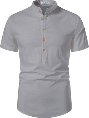 Vimal Star Men Solid Straight Kurta(Grey)