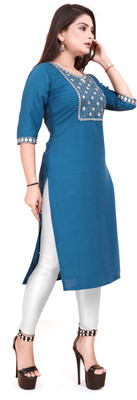 Jayshree Fab Women Embroidered A-line Kurta(Blue)