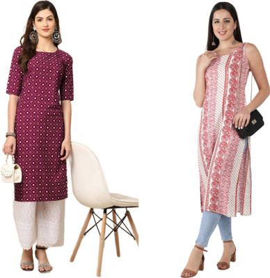 HouseOfCommon Women Printed Straight Kurta(Multicolor)