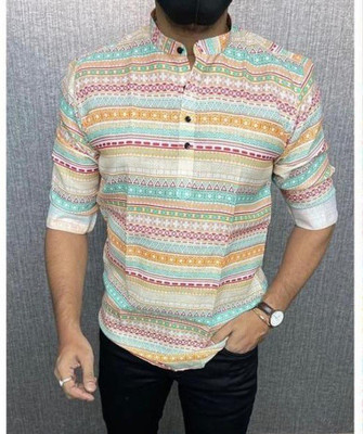 ISUELFAB Men Striped Straight Kurta(Multicolor)