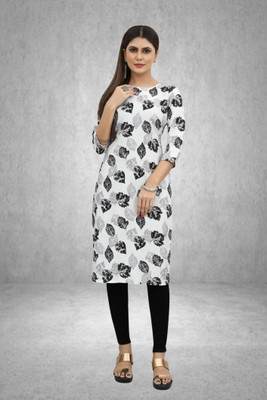 MARIDI FASHION Women Printed Straight Kurta(Black)