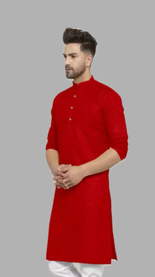 Anuj Fashion Men Solid A-line Kurta(Red)