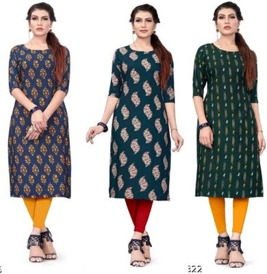 Anshfab Women Printed A-line Kurta(Multicolor)
