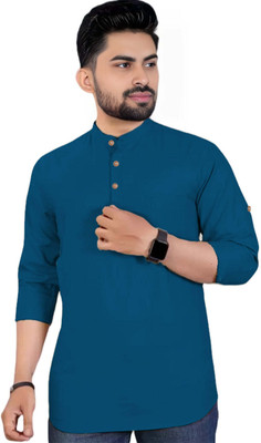 Navkanj Men Solid Asymmetric Kurta(Multicolor)