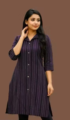 Aayra collection Women Printed A-line Kurta(Purple)