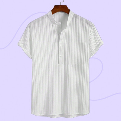 Look Trendy Men Self Design Straight Kurta(White)