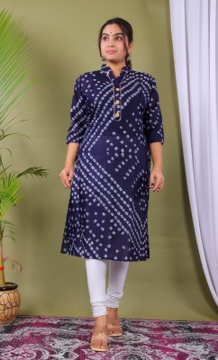 Parth Fashion Women Printed Straight Kurta(Blue)