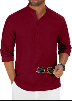 ZARTHA Men Solid Straight Kurta(Maroon)