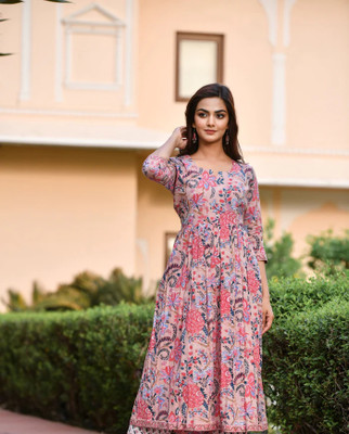 SHYAMALI FASHION Women Printed Anarkali Kurta(Pink)