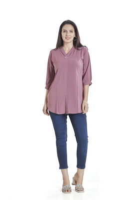Nioni Women Solid A-line Kurta(Pink)