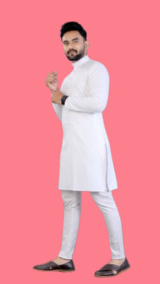 VINAARI Men Solid A-line Kurta(White)