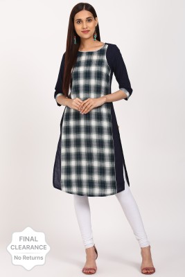 Aurelia Women Checkered Straight Kurta(Multicolor)