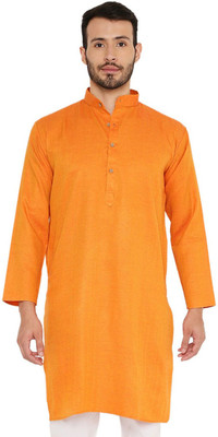 MAHARAJA Men Solid Straight Kurta(Orange)
