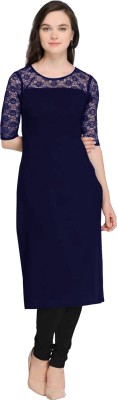 Maheshvi Women Self Design Straight Kurta(Dark Blue)