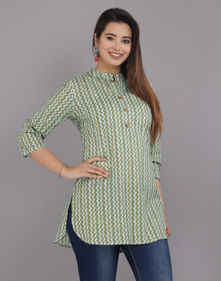BADTHUNIA FAB Women Printed A-line Kurta(Green)