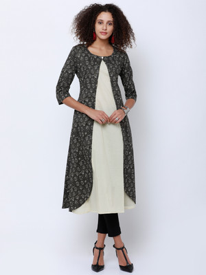 Vishudh Women Printed A-line Kurta(Beige)