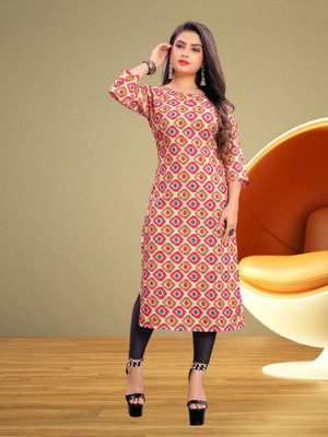 SHLOCK CREATION HUB Women Printed Straight Kurta(Red)