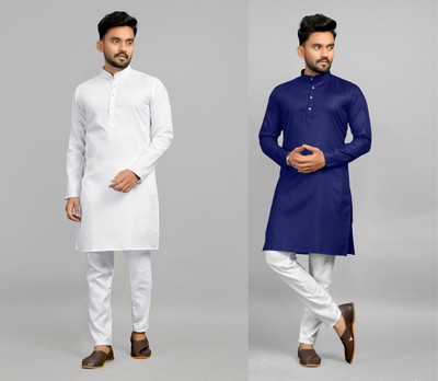 Fashionfricks Men Solid Straight Kurta(Multicolor)