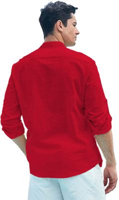 LENIA Men Self Design A-line Kurta(Red)