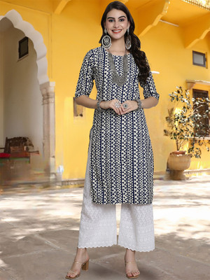1 Stop Fashion Women Self Design A-line Kurta(Dark Blue)