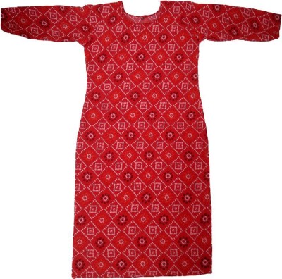 SUMITA SAREE Women Printed Straight Kurta(Red)