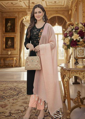 KURANIYA CREATION Women Embroidered A-line Kurta(Black)