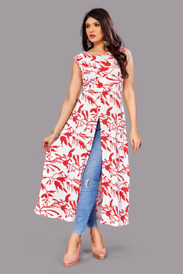 tanvi creation Women Printed Frontslit Kurta(Red)