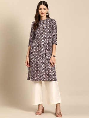 ANOUK Women Printed Straight Kurta(Maroon)