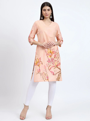 RAISHREE Women Printed Straight Kurta(Pink)