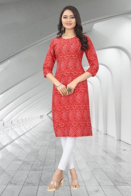 JENSI FASHION Women Printed A-line Kurta(Red)