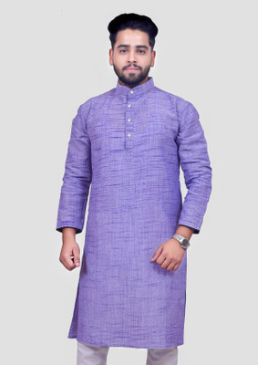 Zargnut Attire Men Self Design Straight Kurta(Purple)