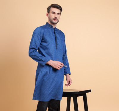 sultan apparels pvt ltd Men Printed Straight Kurta(Blue)